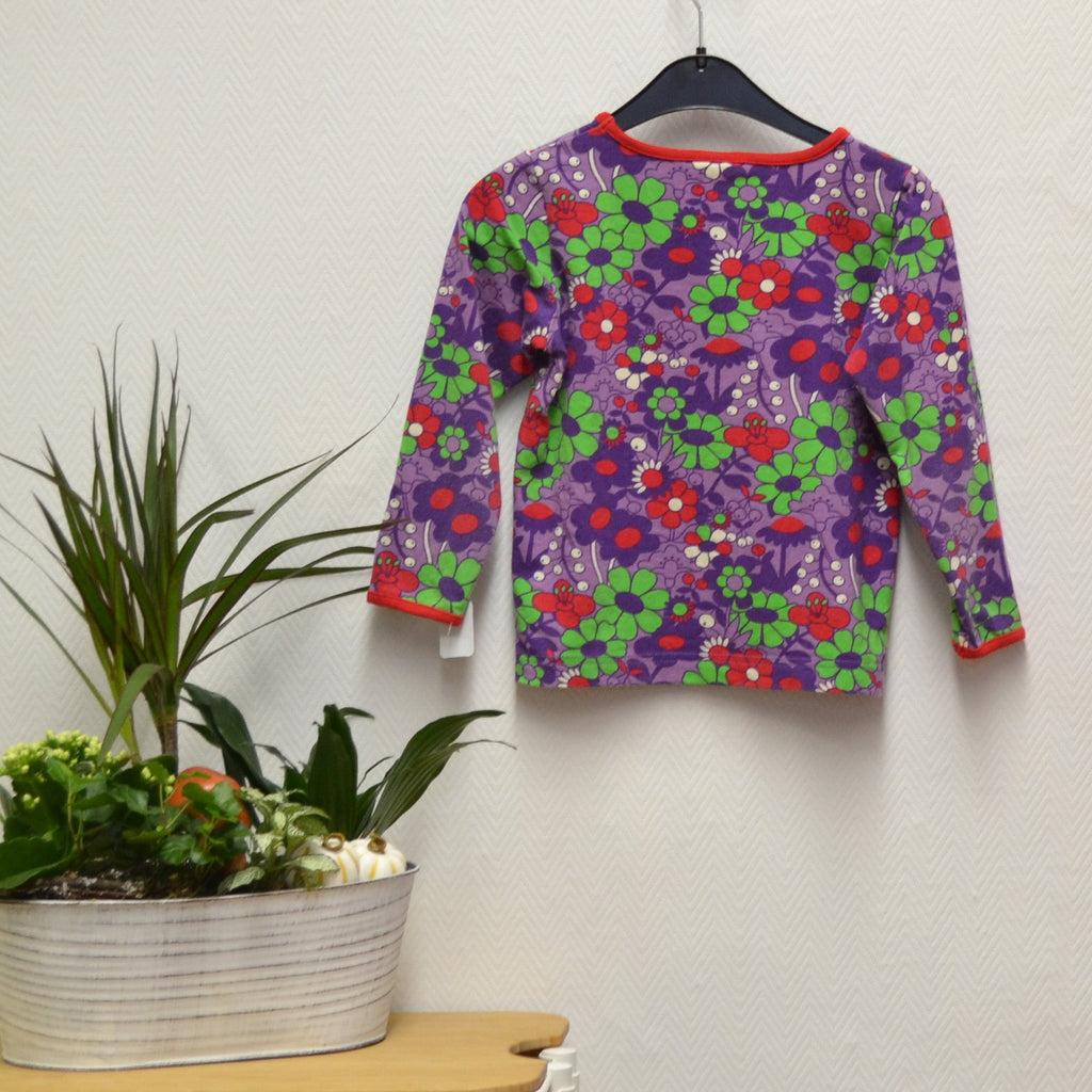 Småfolk Langarmshirt Gr. 92/98 – Lila mit Blumen | Secondhand