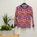 MALA Langarmshirt Gr. 116 – Lila Retro-Muster | Secondhand