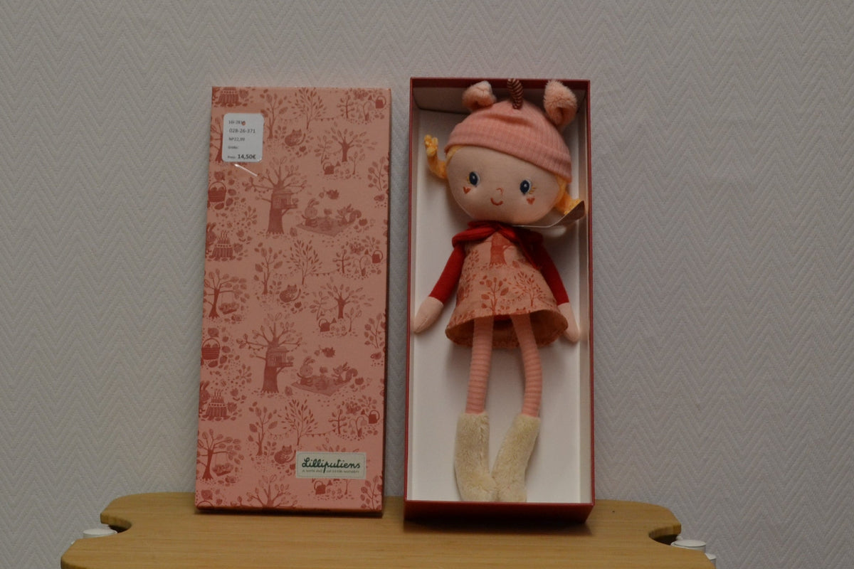 Lilliputiens Stoffpuppe LENA – Niedliche Mädchenpuppe mit rosa Mütze, Kleid und Schal – in Originalbox