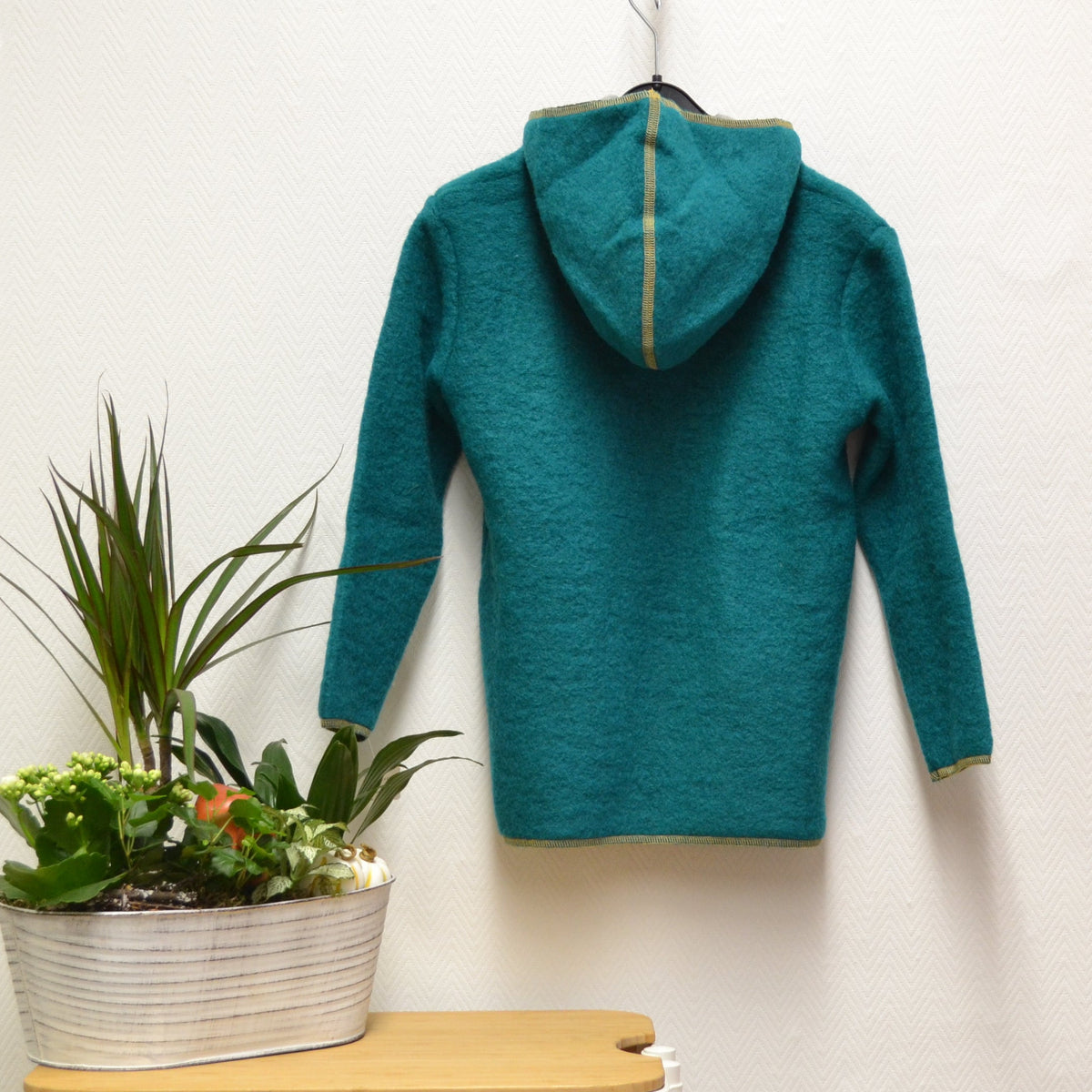 Waschbär Wollfleece-Kapuzenpullover – Petrol | Gr. 110/116