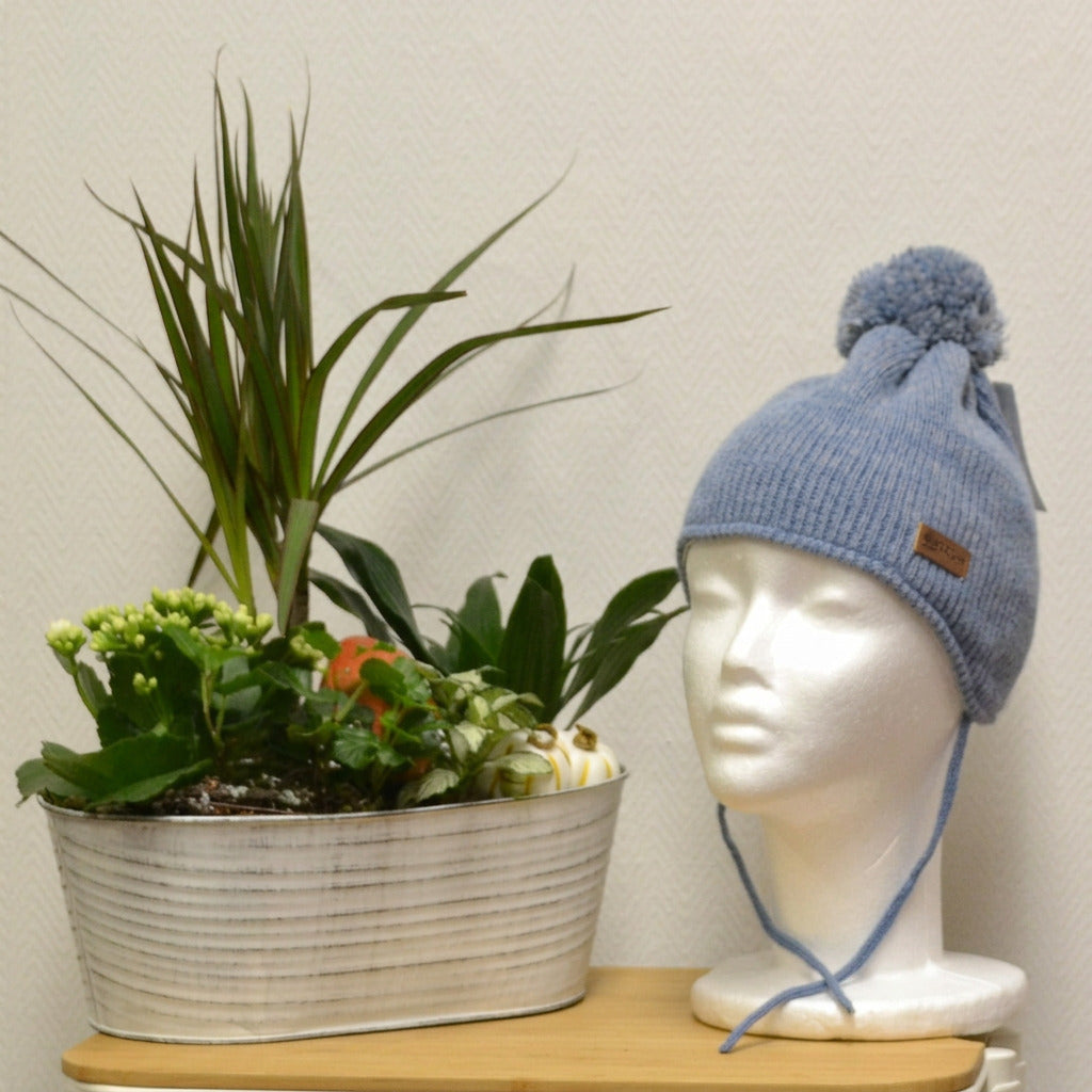 Sterntaler Strickmütze mit Bommel – Hellblau | Gr. 49